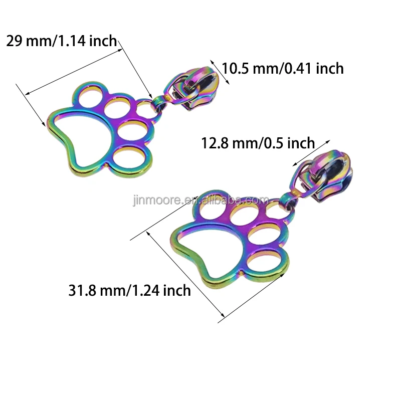 #5 Paw Print Zipper Pulls Bag Cloth Purse Zipper Yards Puller Wholesale