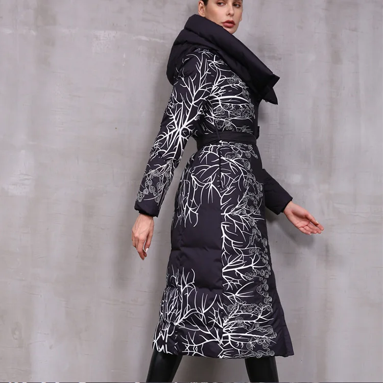 Explore now New Design Sense Printing Hand Embroidered Down Jacket Long starter jacket