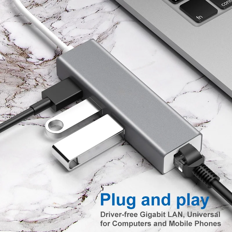  Type-C USB концентратор 100 Мбит/с Ethernet Lan Plug and play Hub 4 в 1 Многофункциональный порт док-станции