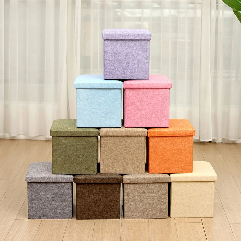 2023 Square Foot Stool Stable Load Bearing Multi-Function Storage Ottoman Fabric Sofa Bench