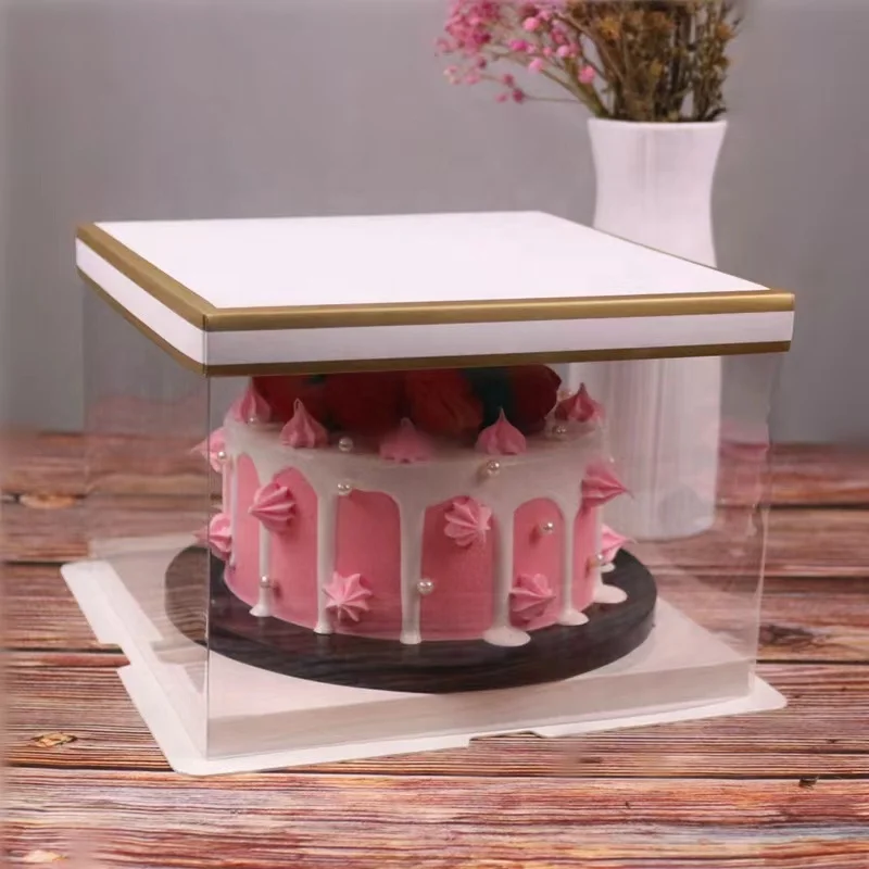 2022 Food Packaging Plastic Clear Cake Boxes Wholesale Cake Gift Boxes Transparent Customized Rigid Boxes Packaging Items Accept