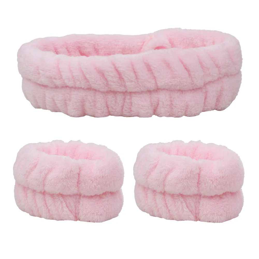 3 Piece Original Spa Headband and Wrist Wash band Face Wash Set Reusable Prevent Liquids From Spilling Down Your Arms