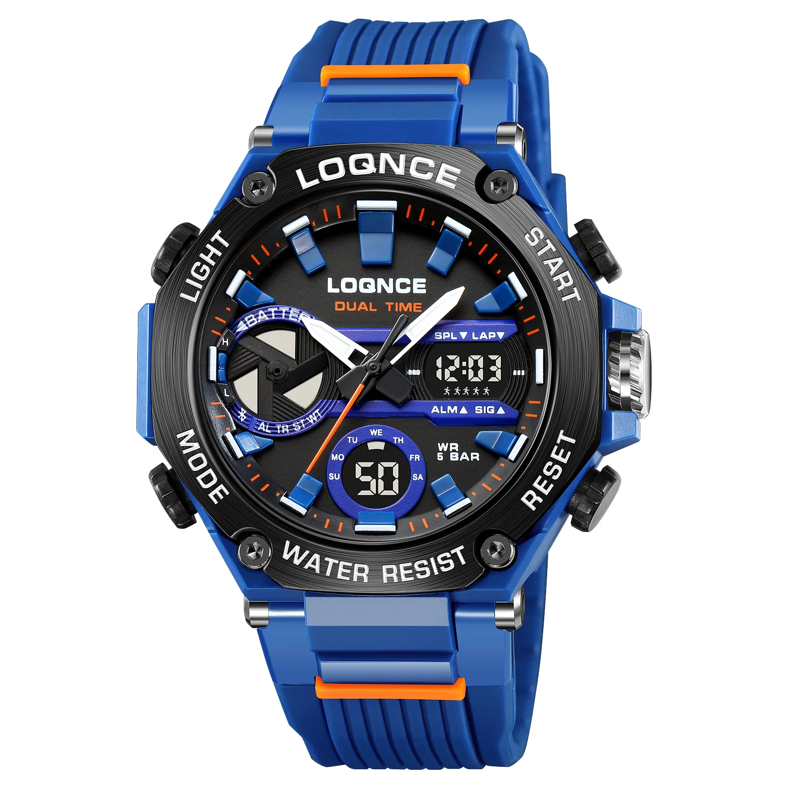 OEM accept LOQNCE fashion  Dual Display Watches Men Casual Sports Chronograph Quartz Big Dial Wrist Watch Waterproof Relojes
