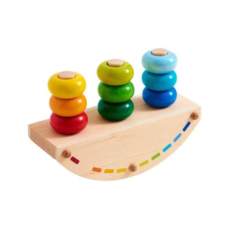 Hot Selling Products Rainbow Rocker Pegging Wooden Stacking & Dexterity Toy The Wonders Of Toddler Montessori Toys