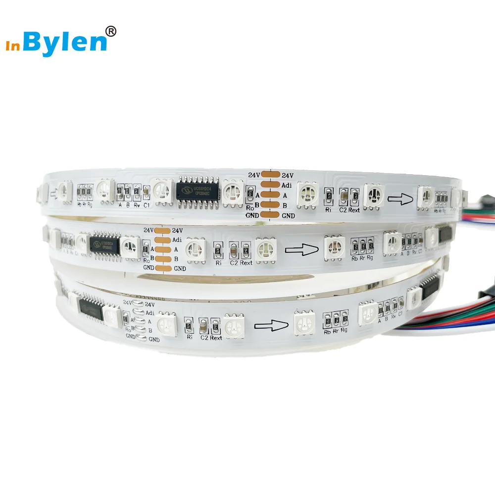 Manufacturer DMX RGB DC24V 14.4W 60LEDs 10Piexls RGB DMX Strip light UCS512C4 IP20 Three Years Warranty LED strip Light