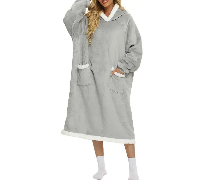 Dynamics Blanket Hoodie Dropshipping Flannel Hoodie Oversized Pocket Blanket Kids Jumper Fleece Long Sleeve Hooded Sweatshirt