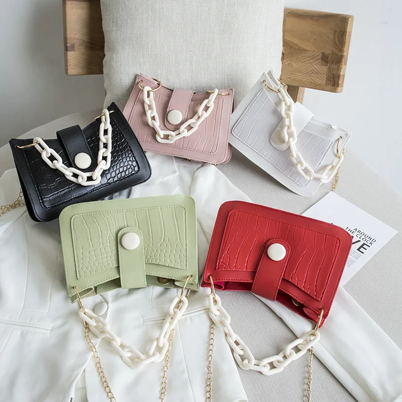 
2020 Autumn Winter Korean New Ladies Women Crocodile Pattern One-Shoulder Messenger Purses and Handbags 