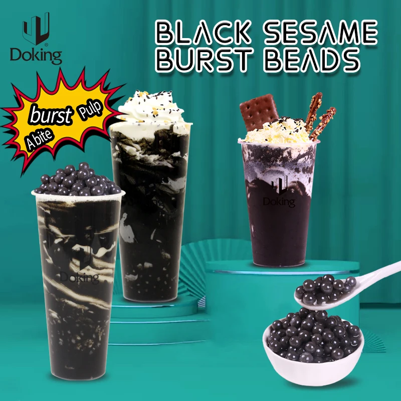 Doking New products hot selling for bubble tea shops black sesame sauce popping bobo popping boba tapioca pearls popping boba