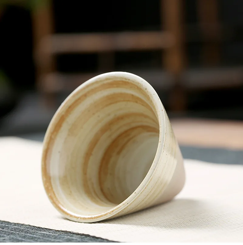 hand painted glaze ceramic espresso cup tea cup coarse ceramic personal water cup with base OEM