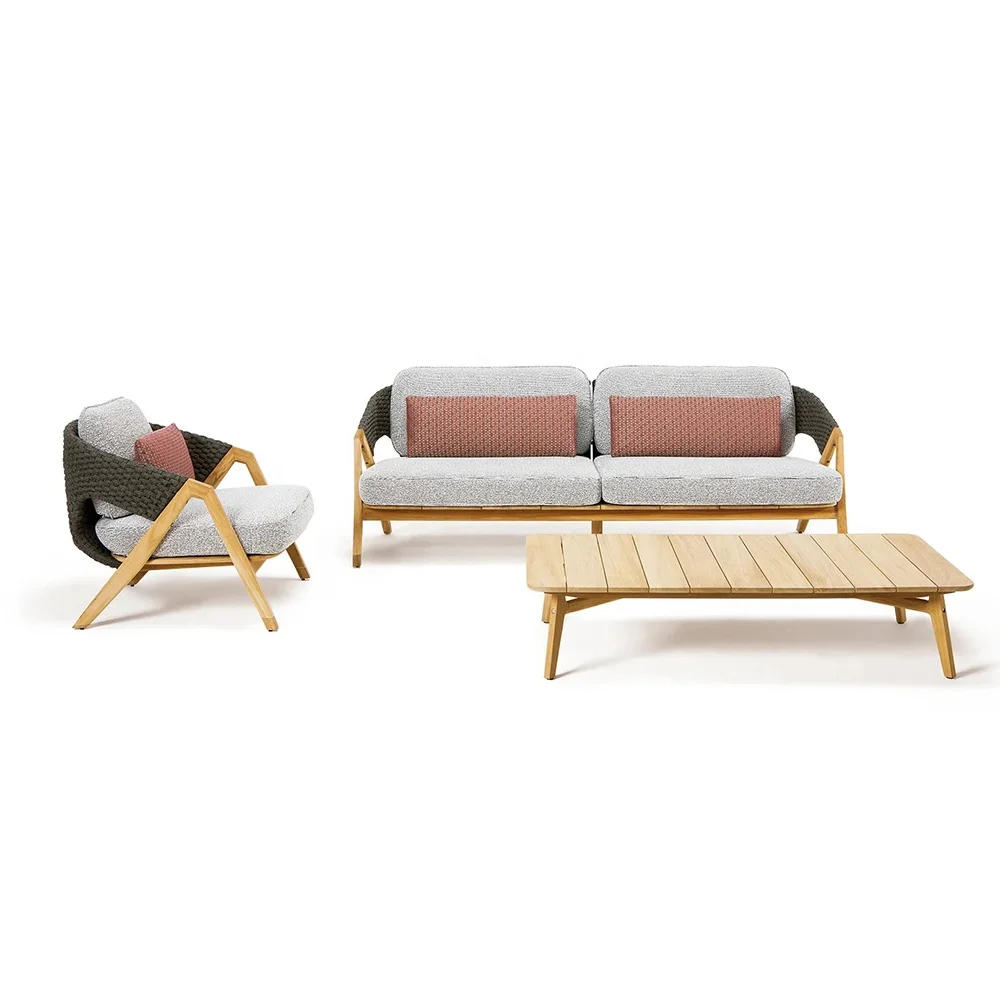 Solid Outdoor Wood Furniture Outdoor Teak Wood Sofa  Hotel Outdoor Sofa Furniture