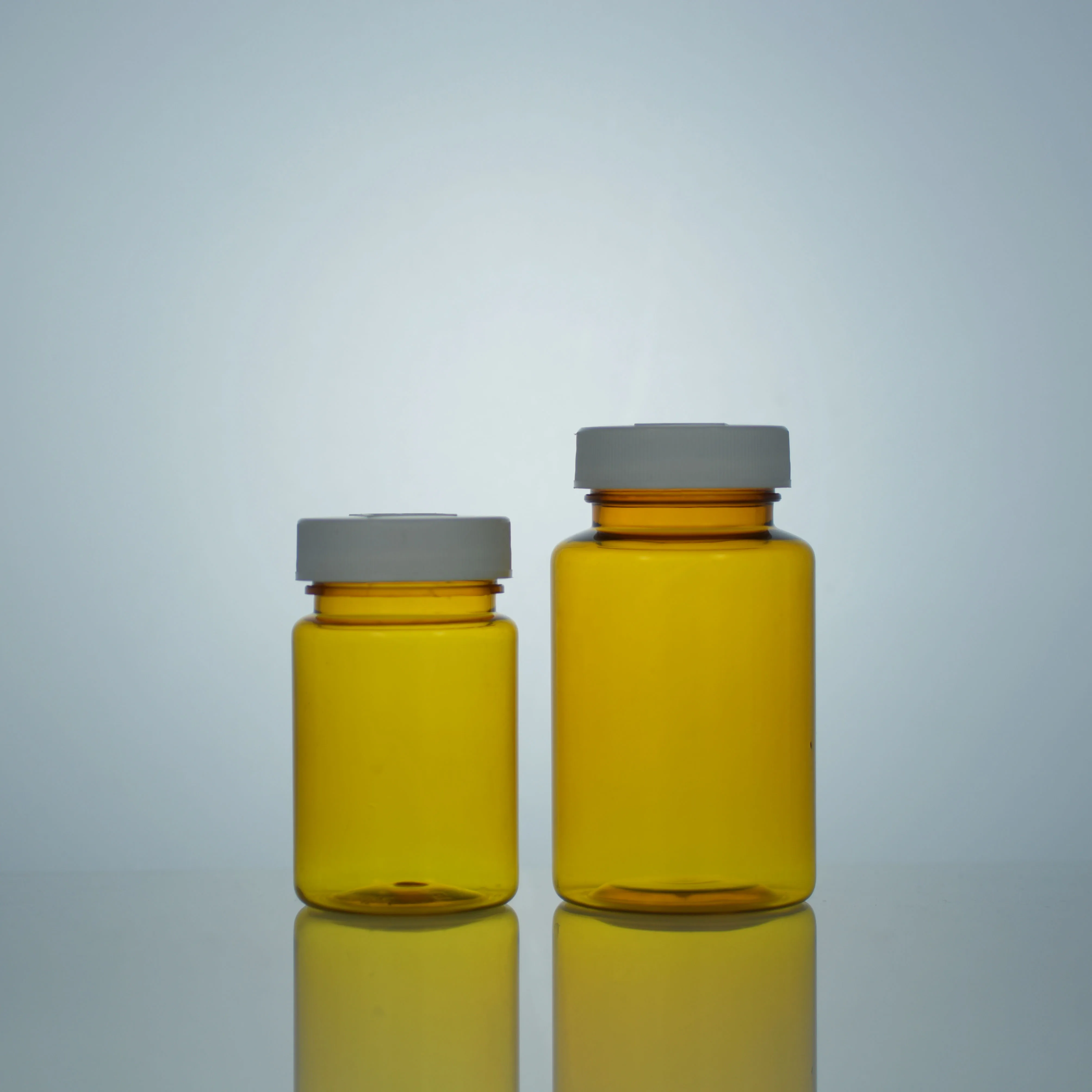Wholesale 60ml 100ml Yellow PET Plastic Bottle Protein Powder Jar Container Pill Capsules Sports Nutrition Packaging