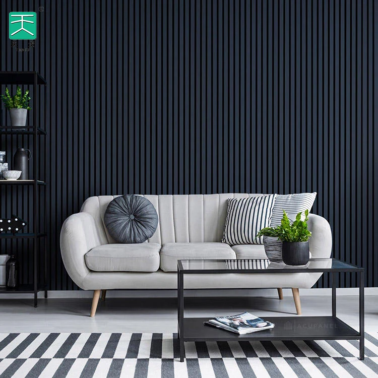 TianGe Room Interior Decorating Pvc Coating Grill Solid Wood Fluted 3D Great Wall Panels