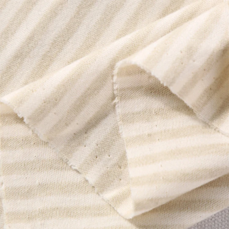 
2020 hot sale organic cotton fabric eco-friendly have GOTS International certification interlock knitted striped fabric 