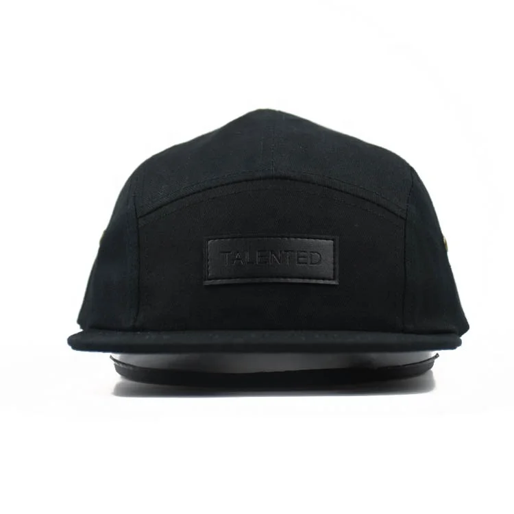 High Quality Blank 5 Panel Cycling Cap Cotton With Leather Logo