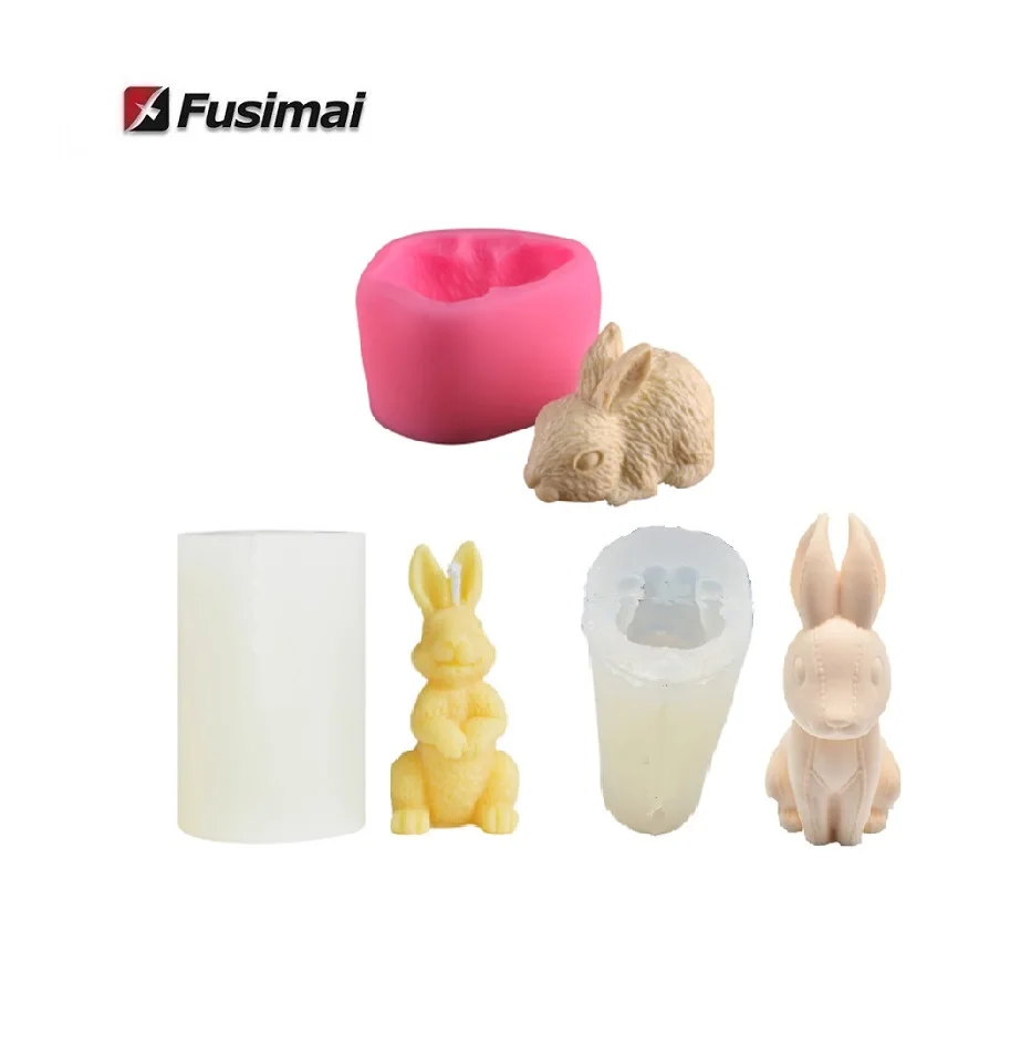
Fusimai Silicone Moulds Making Candles Rabbit 3d Bunny Candle Molds 