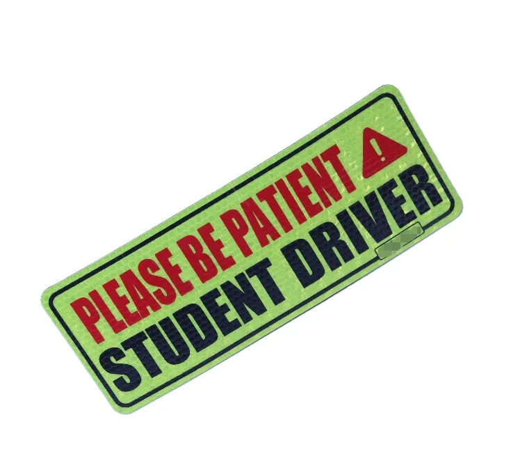 removable 3 pcs magnetic bumper reflective student new driver reflective safety magnet signs for student driver