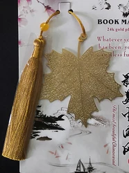 Металлическая Закладка в виде листа в качестве изысканного подарка, золотые латунные закладки в виде клевера с кисточкой для книг