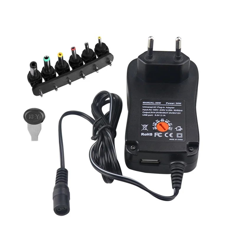 30W 3/4.5/5/6/7.5/9V/12V Volt AC/DC Adapter Power Supply Charger- 2Amps