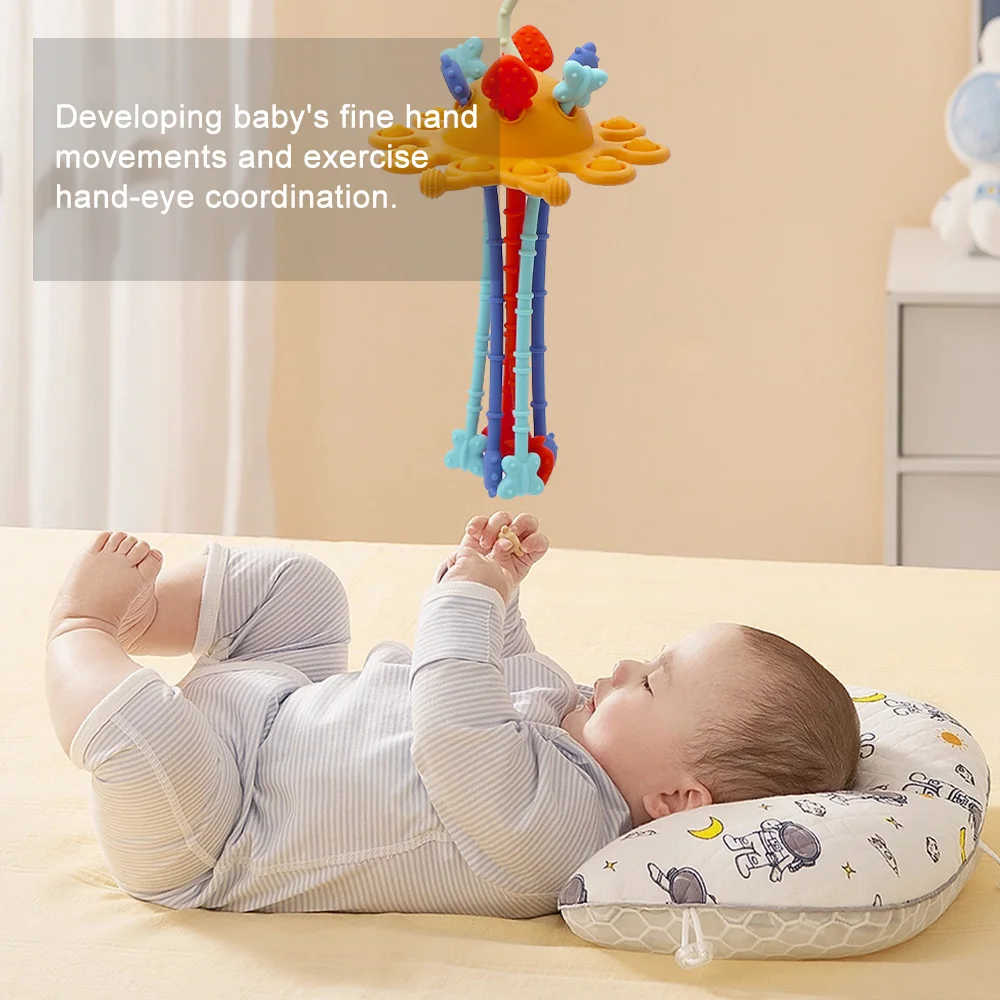 Custom Press Finger Baby Teething Sensory Kids Toys Educational Learning Baby Silicone Pull String Toys