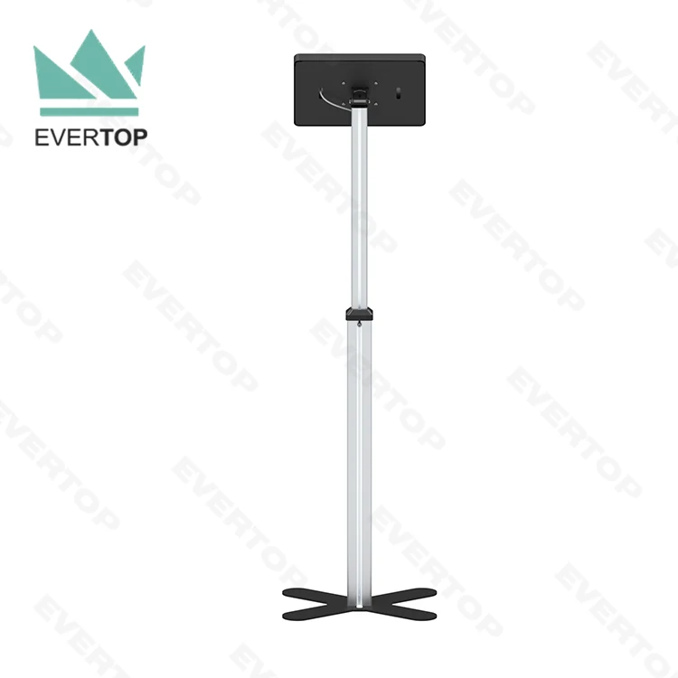 LSF03-C Telescopic Floor Tablet Security Stand Display Secure Enclosure Tablet Holder with lock Height adjustable for ipad Kiosk