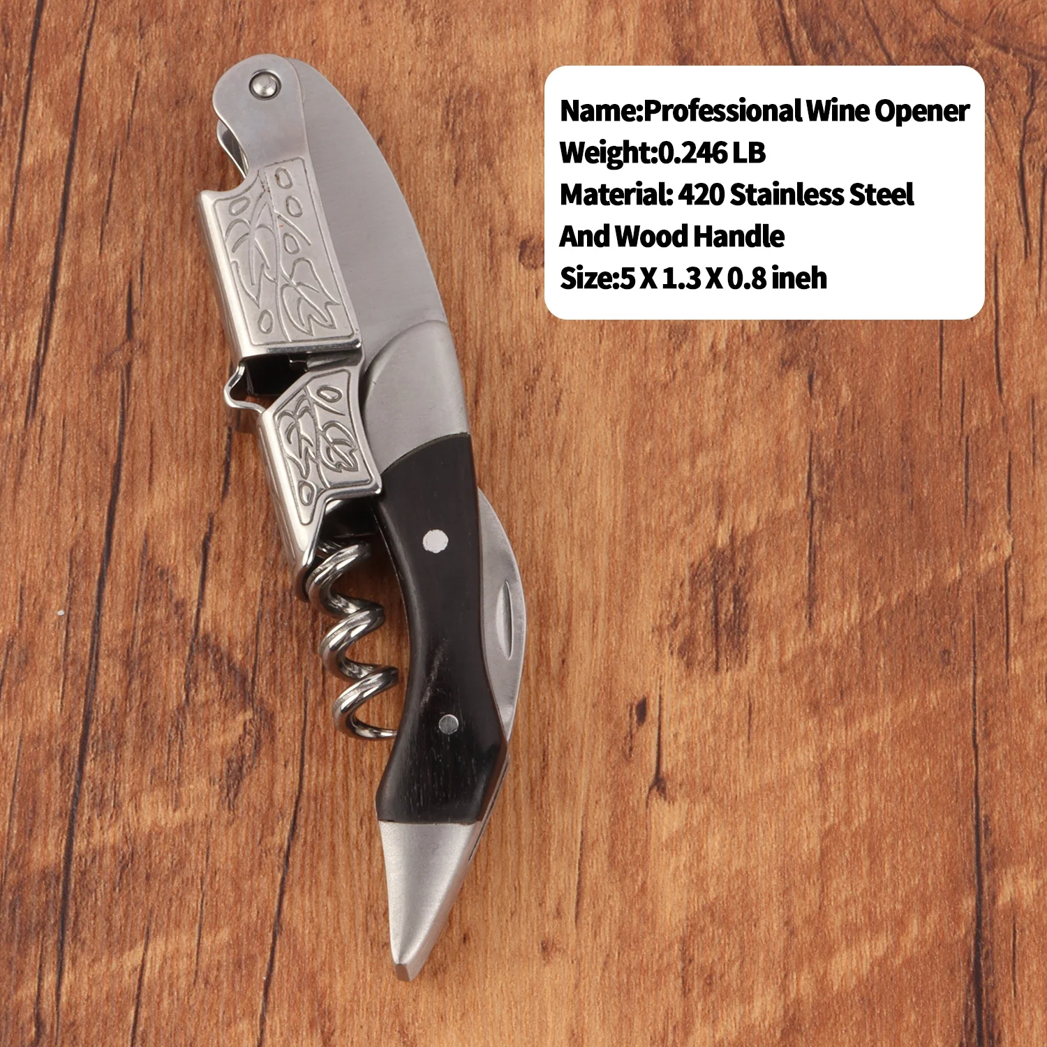 High Quality Server Friend Bottle Opener Murano Durand Wine Premium Stainless Steel Black Metal Lever Bottle Opener