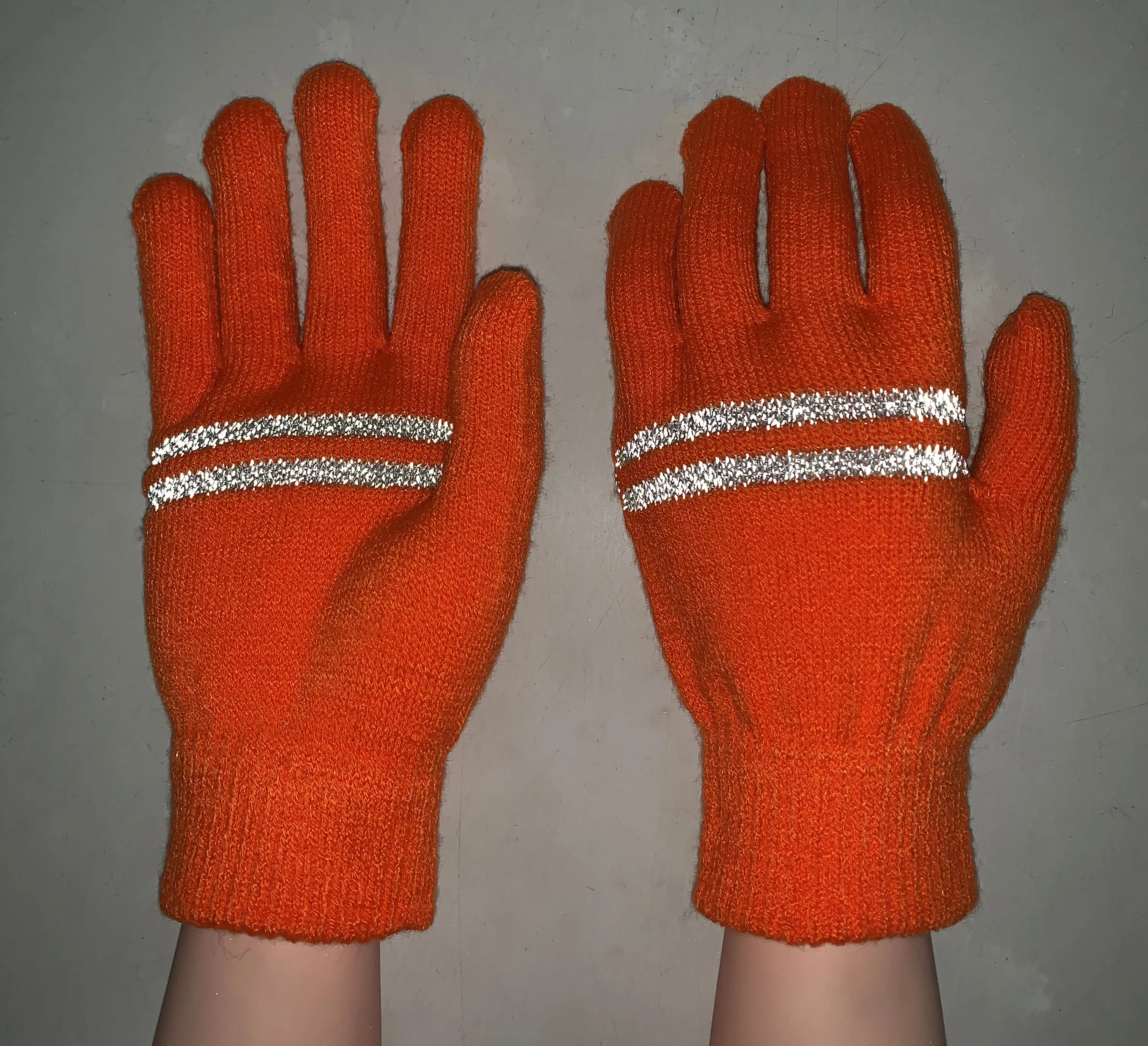 Winter Knit Acrylic Gloves Bright Color Reflective Yarn Gloves