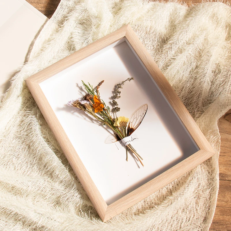 Wholesale 6x8 8x10 Dried Flowers Paper Flower Frame MDF Photo Frame Wall-Mounted Forming Solid Wood Picture Prame Shadow Box