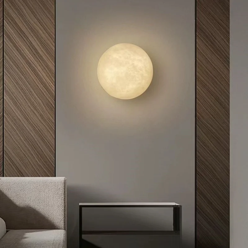 Simplicity Globe Alabaster LED Wall Light  for Bedroom Living Room Corridor Hallway Creative Marble Wall Lamp
