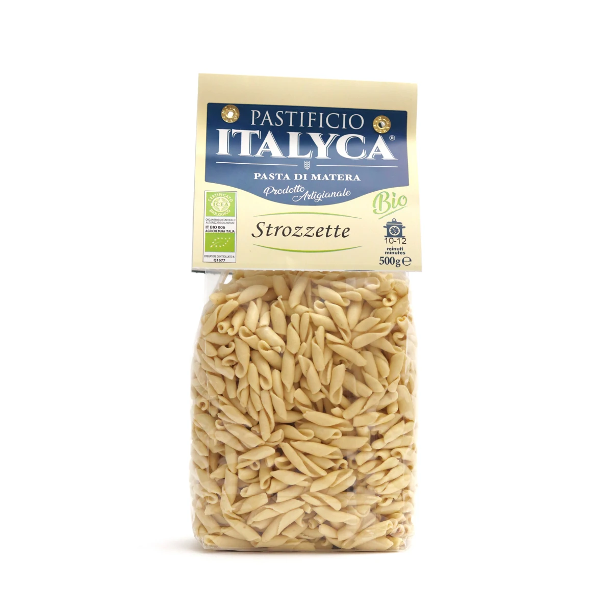 Perfect Quality Short Strozzapreti 500g Certified Organic Artisanal Pasta Made in Italy Italian Dry