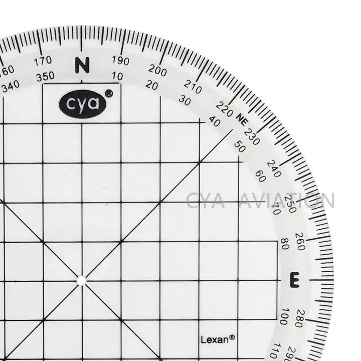 Clear Lexan Durable Circular Protractor 360 Degree Pilots Students Aviation Supplies Plotter for FAA Examination