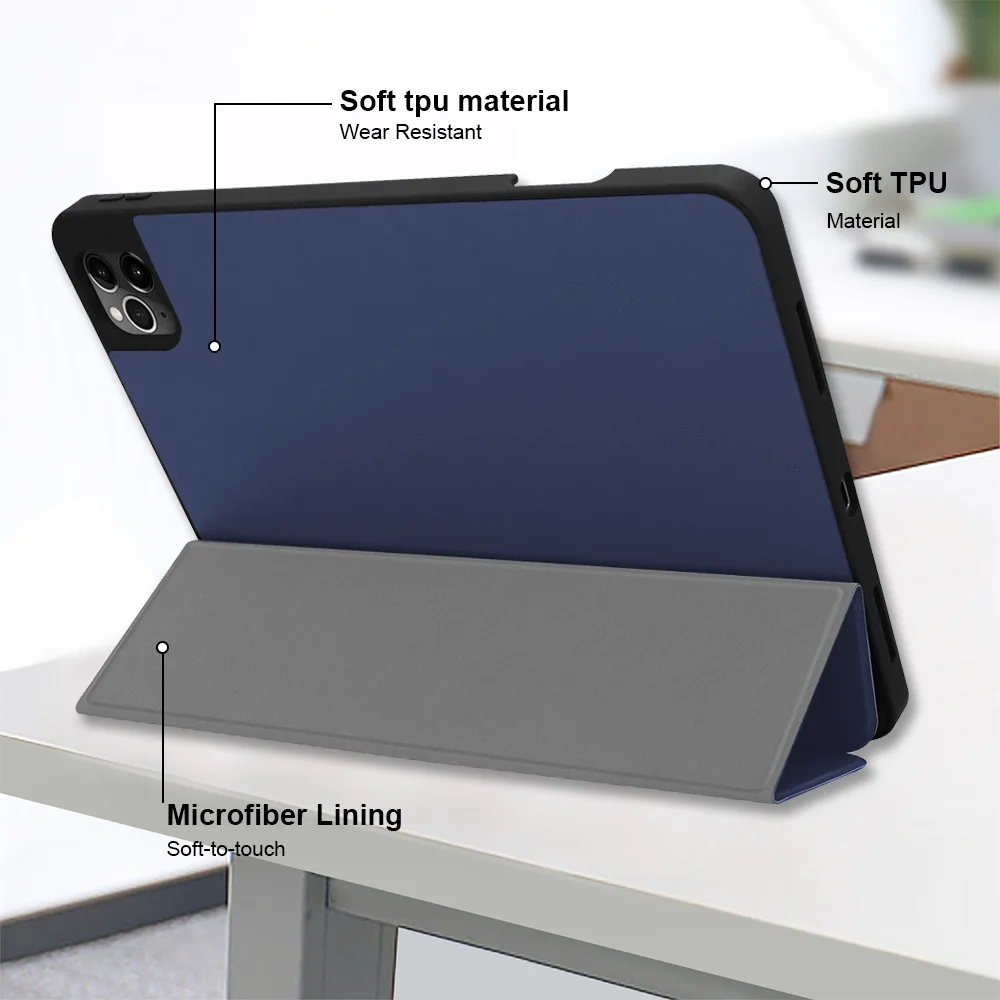 Кожаный Чехол-книжка для планшета iPad Pro 13 2024/Pro 2024 противоударный Магнитный флип-чехол с прорезью карандашей