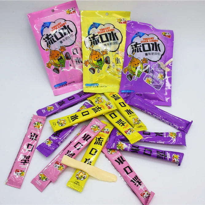 Factory OEM ODM Grape Yogurt Sticks Fruit Candies Delicious Lemon Yoghurt Box Juicy Peach Yoghurt Sugar Kdis Candies