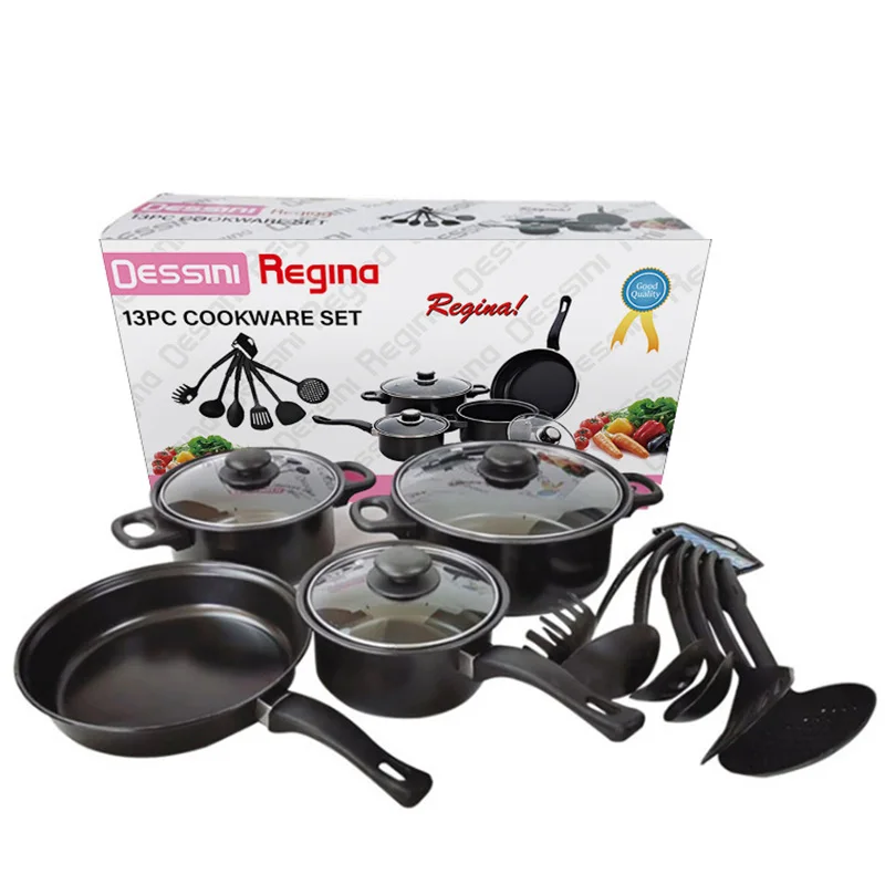 13Pcs Non-stick Coated Kitchen Cooking Tools Kitchenware Frying Pans Soup pot Frying Pan Cookware Sets