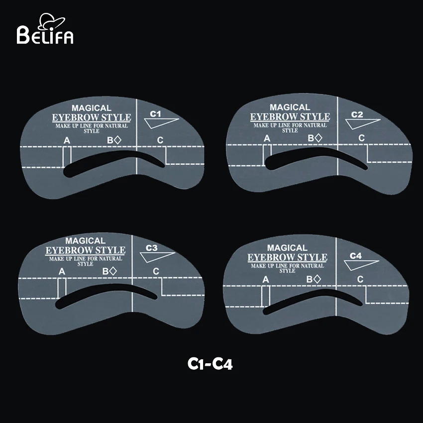 
Belifa 24 piece style grooming plastic eyebrow shape makeup stencil shaping template kit 