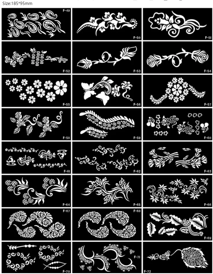 Henna sticker tattoo stencils available worldwide self-adhesive henna stencil Templates Glitter for Body Art Paint