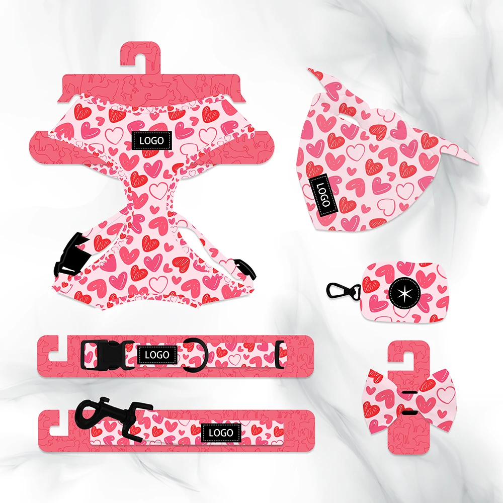 Wholesale Harnesses For Dogs Neoprene Luxury Dog Collar And Leash Set High Quality Designer Custom  Pet Harness Vest