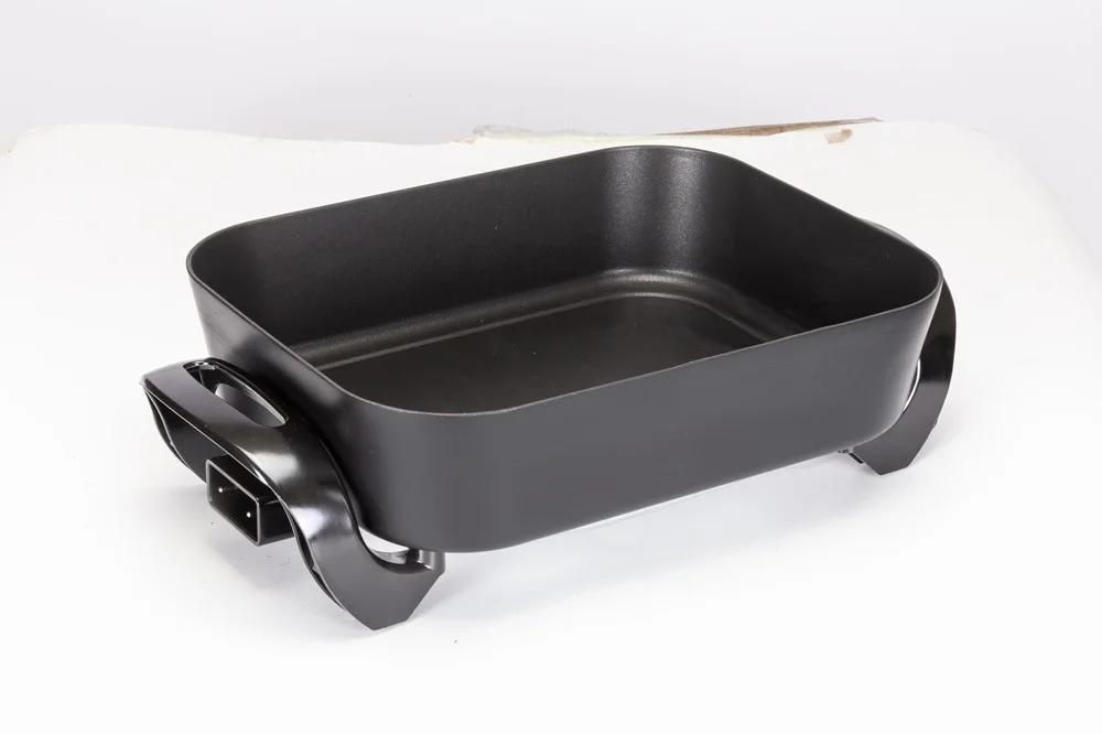 FH-1102 Electric Skillet Portable Non-Stick Smokeless Aluminum Die Casting Tempered Glass Stainless Steel Heating US Square OEM
