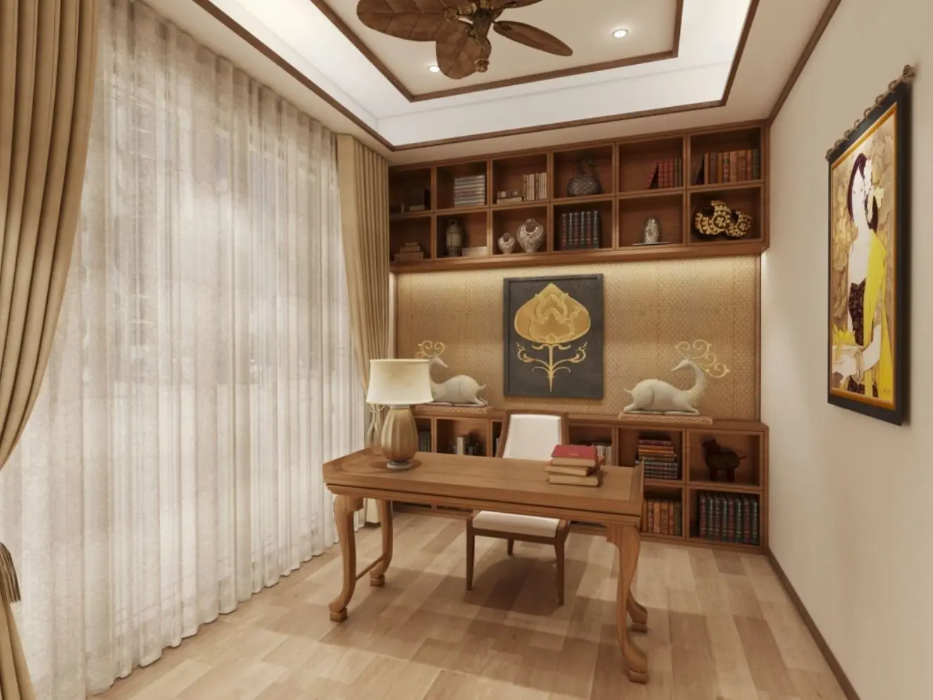 Graceful Elegant Chinese Study Room Furniture Embodying Traditional Aesthetics Crafted From Premium Natural Wood Materials