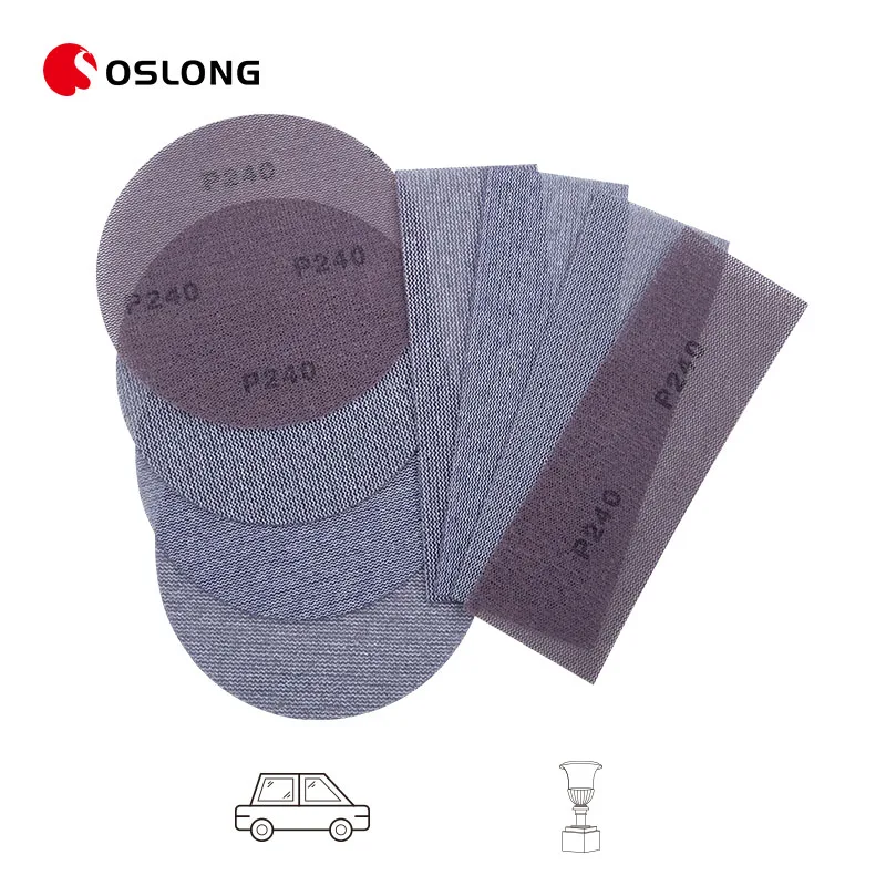 OSLONG 150mm Abrasive Disc Ceramic Dust-Free Polishing Wood Automotive PE Net Mesh Sandpaper Disc