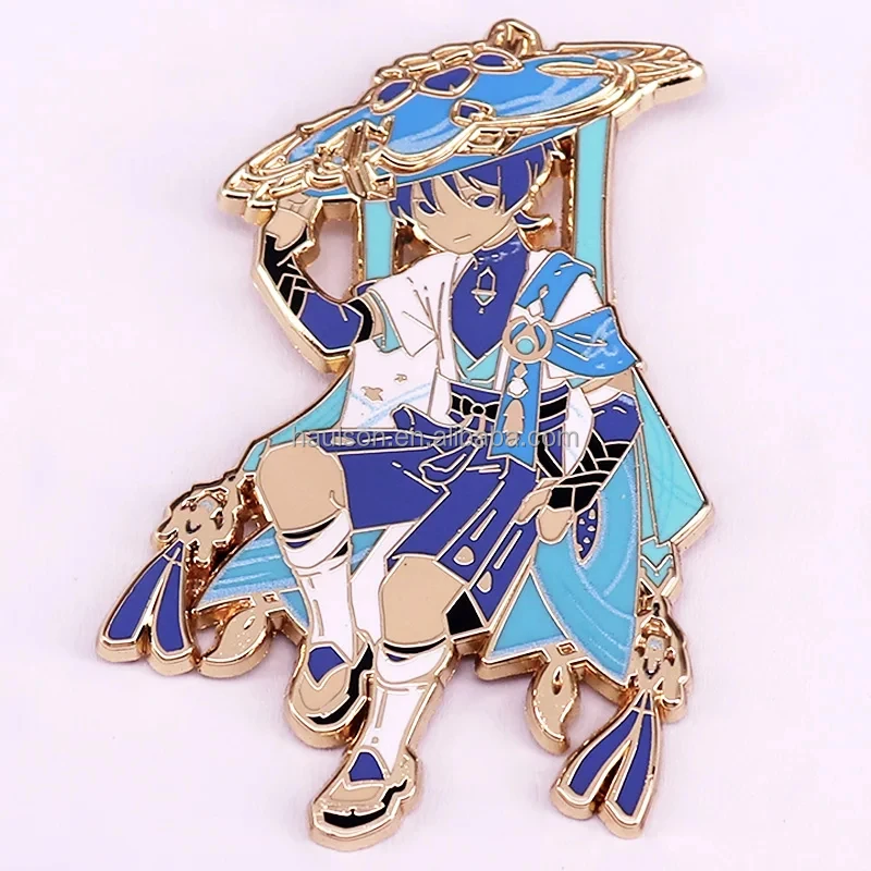 Custom Gamer Otaku Jewelry Gifts Hard Enamel Badge Pin , 40mm Genshin Impact Wanderer Hard Enamel Game Lapel Pins