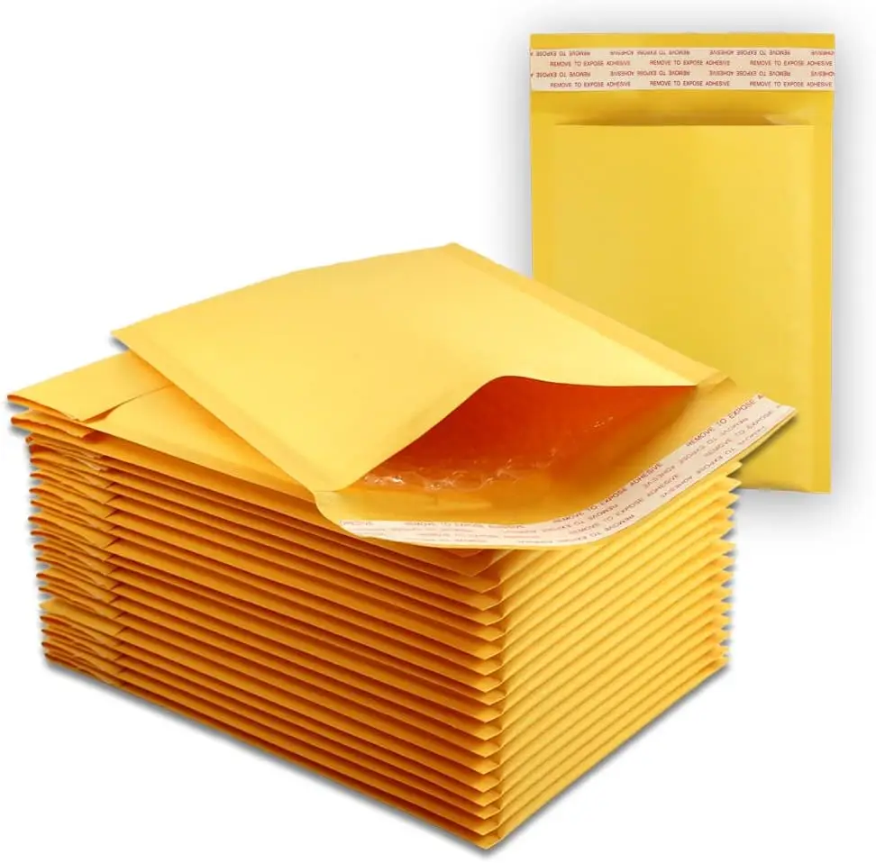 GDCX Custom Padded Envelopes Kraft Mailer Compostable Recycled Padded Bubble Mailer Bag Kraft Paper Custom Padded Bubble Mailer