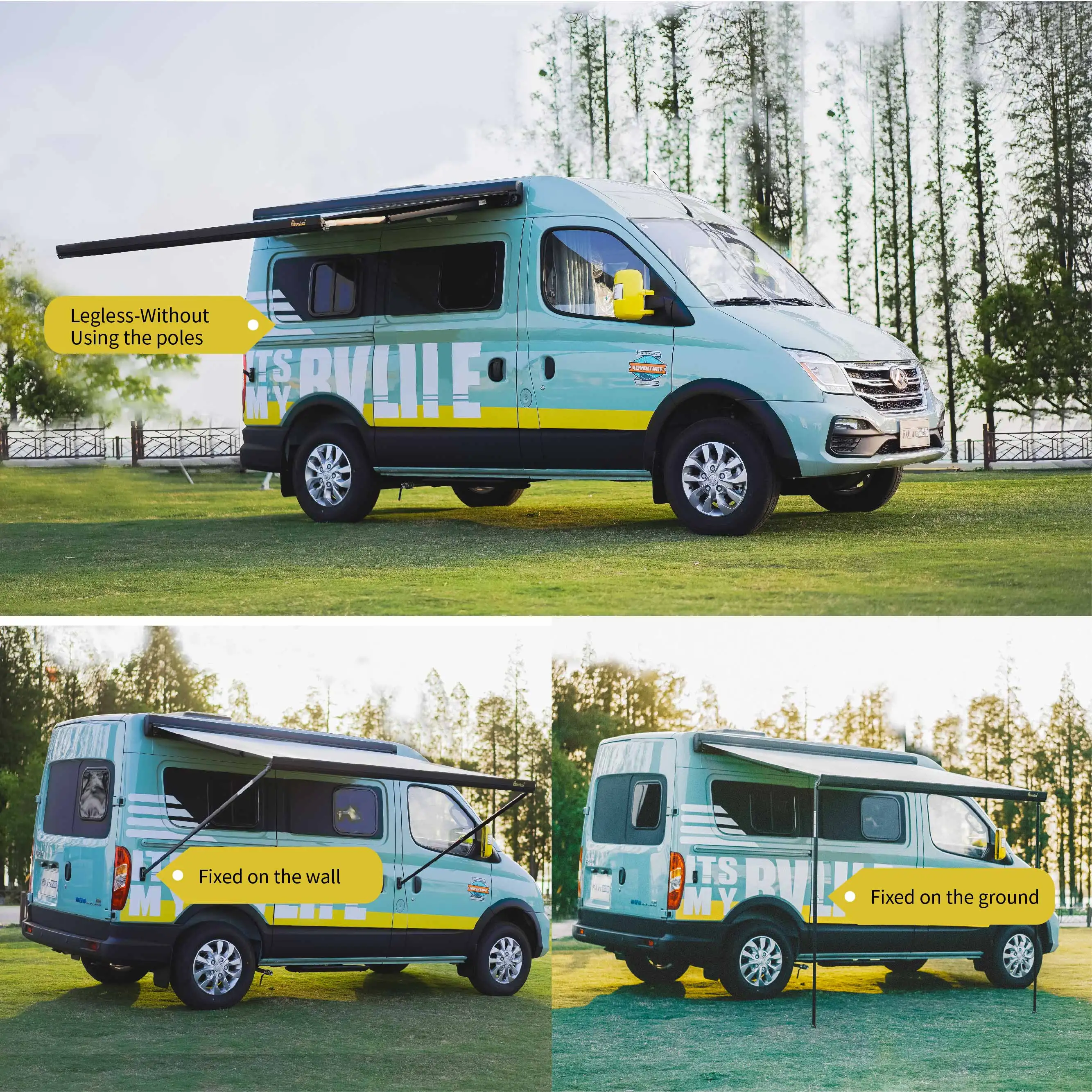 Wareda side wall mount caravan trailer motorhome camper full cassette retractable rv awning side tent sun shade