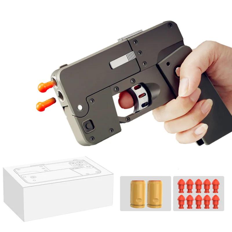 yiiyo Gun Folding Pistol Bullet Automatic Pop Up Creative Soft Bullet Toy gun model plastic pistol interactive toy