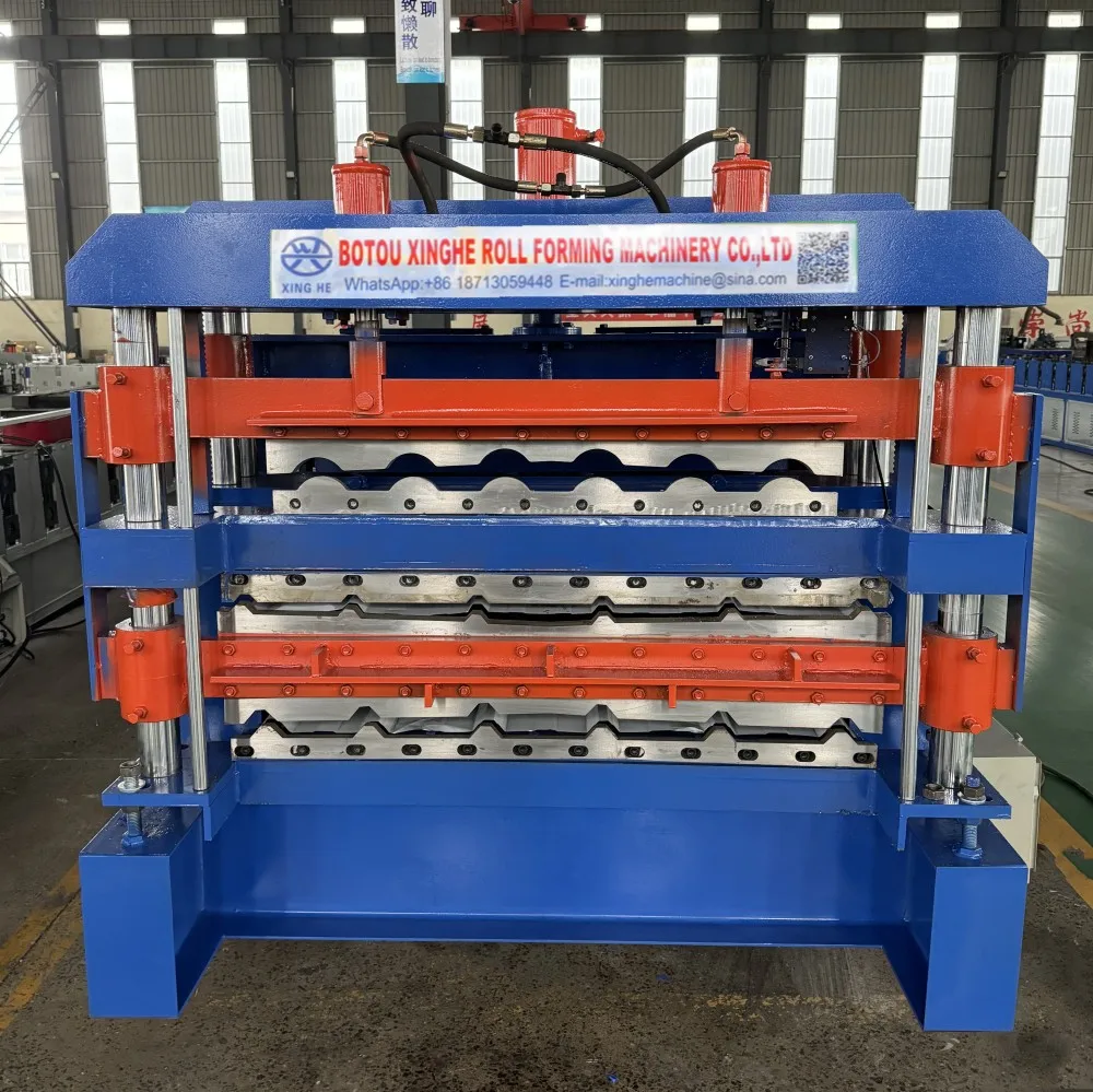 Three Layers Metal Sheets Corrugated and Trapezoid Roofing Tile Roll Forming Making Machine