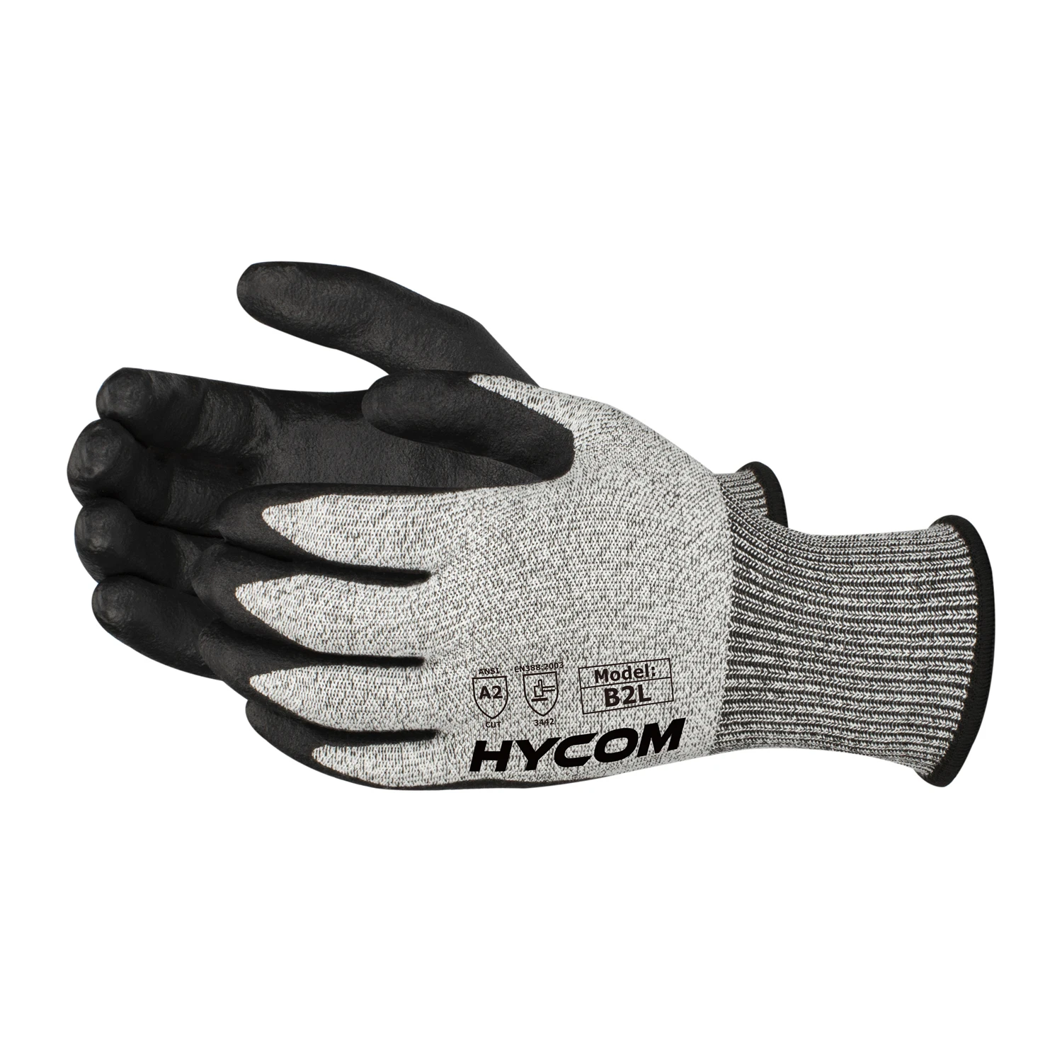 HYCOM B2L-PU Cut Resistant ANSI Cut Level 2 Anti Slip Construction Gloves Palm Coated PU Protective Cut Resistant Work Glove