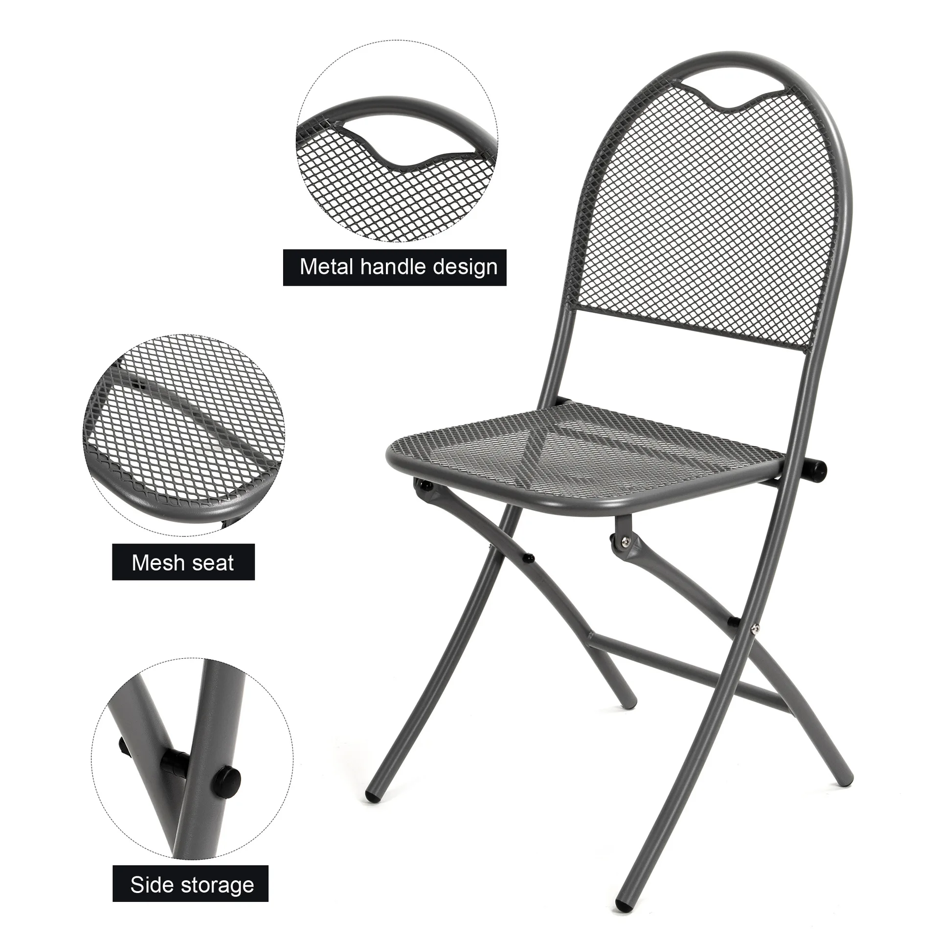 3 Piece Patio Bistro Set Folding Outdoor Metal Patio Furniture Sets Round Table and Chairs for Porch Yard Balcony Garden