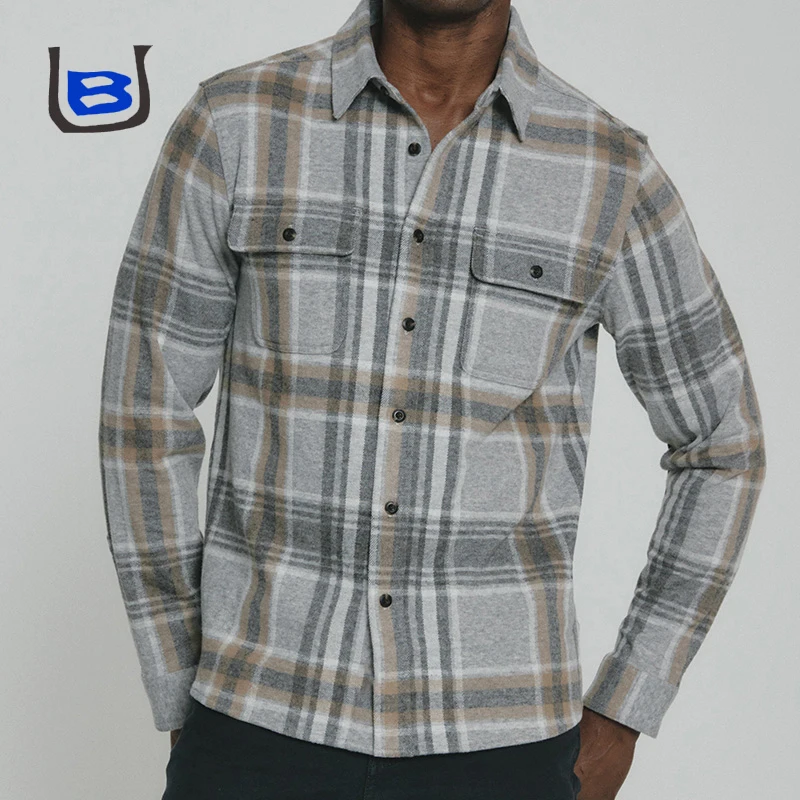 Мужская Фланелевая рубашка с длинным рукавом