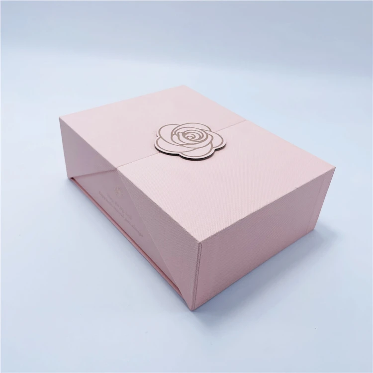 Elegant Recyclable Pink Paper Eyelashes Cosmetics Rose Gift Paper Packaging Cardboard Magnetic Box With Foil Stamping Writing