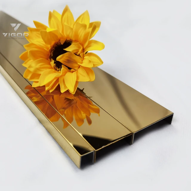 High quality coloured stainless steel tile trim mirror hairline u channel wall decoration profile floor trimming