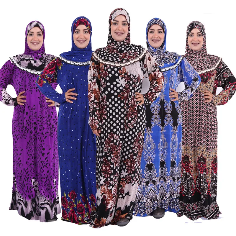 Fashion Mixed Colors Burkha Muslim Abayas Dubai Dress Muslimah Islamic Clothing